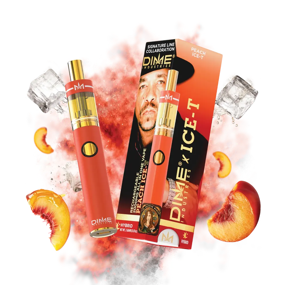 Peach ICE-T packaging with peach and ice flavor blast render