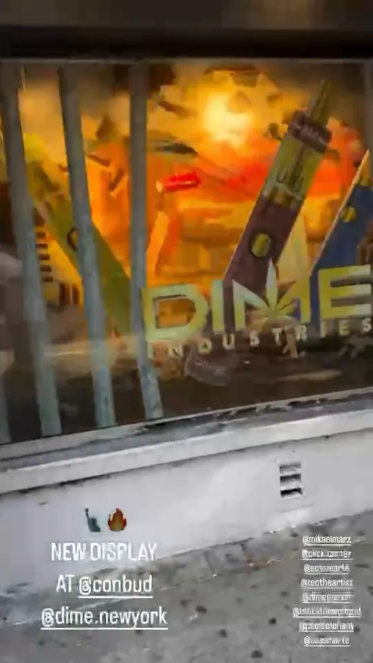 Looping clip of the finished Dime Industries diorama installed in the Conbud New York store window
